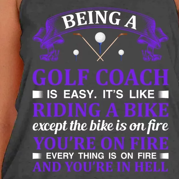 Being A Golf Coach Is Easy It's Like Riding A Bike Women's Knotted Racerback Tank