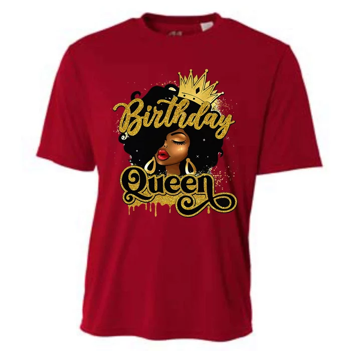 Birthday Afro Girl Melanin Queen African American Cooling Performance Crew T-Shirt