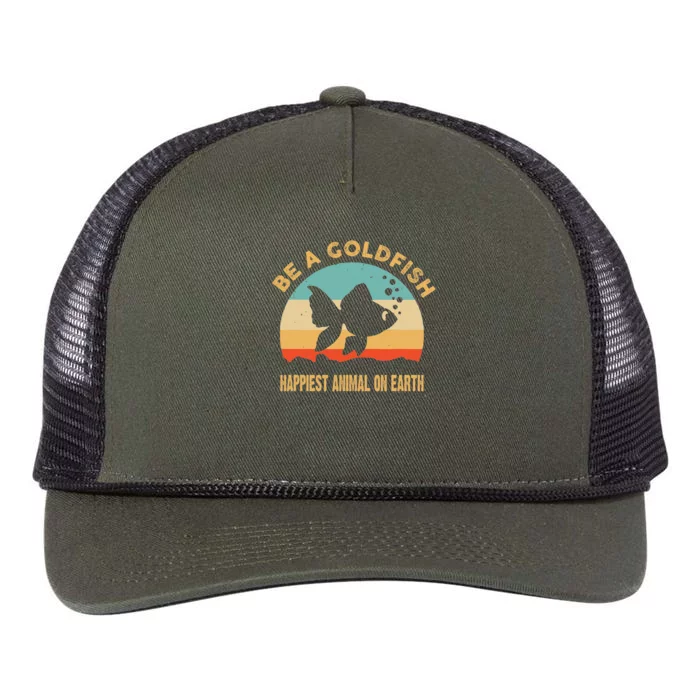 Be A Goldfish Happiest Animal On Earth Retro Rope Trucker Hat Cap