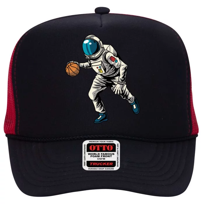 Basketball Astronaut Gift Hoops Streetball Baller Basketball Gift High Crown Mesh Trucker Hat