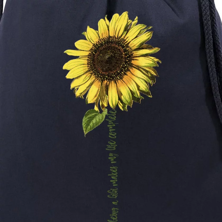 Being A Gigi Makes My Life Complete Cute Gift Sunflower Drawstring Bag