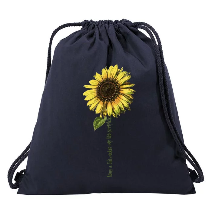 Being A Gigi Makes My Life Complete Cute Gift Sunflower Drawstring Bag