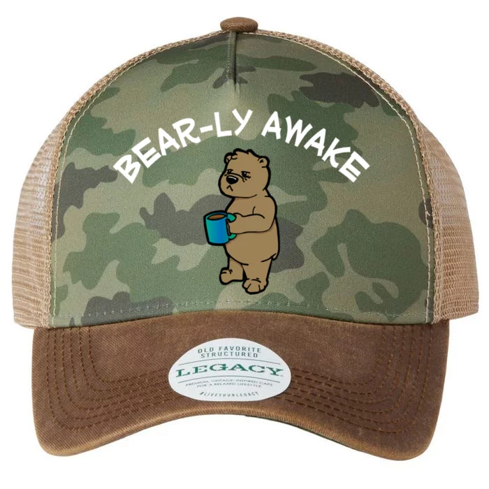 Beargiftly Awake Gift Barely Awake Bear Pun Meaningful Gift Legacy Tie Dye Trucker Hat