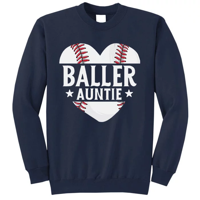 Baseball Aunt Gift Baller Auntie Mother's Day Mom Women Tall Sweatshirt