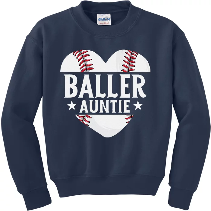 Baseball Aunt Gift Baller Auntie Mother's Day Mom Women Kids Sweatshirt