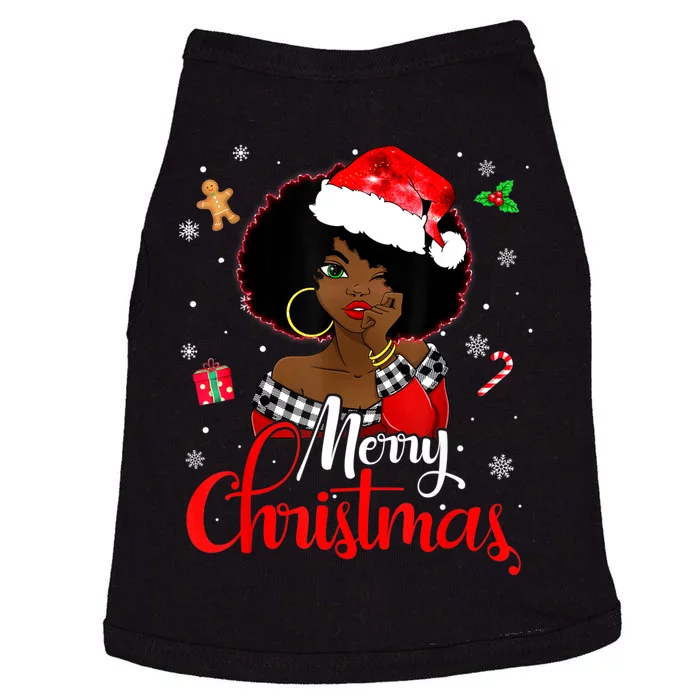 Black African Girl American Melanin Christmas Santa Hat Xmas Doggie Tank