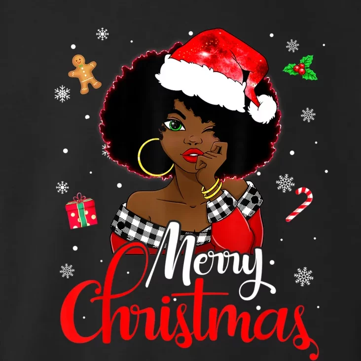 Black African Girl American Melanin Christmas Santa Hat Xmas Toddler Hoodie