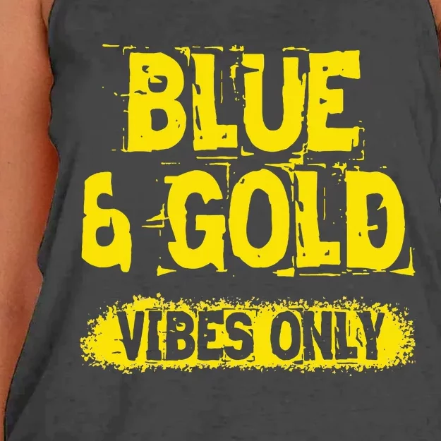 Blue And Gold Vibes Only School Tournament Team Cheerleaders Women's Knotted Racerback Tank