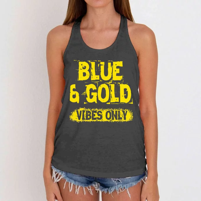 Blue And Gold Vibes Only School Tournament Team Cheerleaders Women's Knotted Racerback Tank