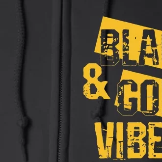 Black And Gold Game Day Group For High School Football Gift Full Zip Hoodie