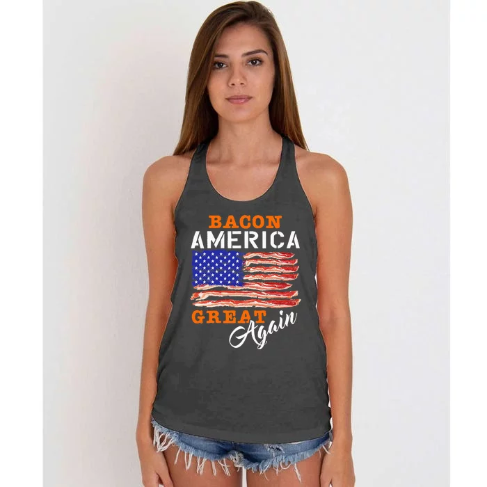 Bacon America Great Again Funny Barbecue Bbq 2024 Women's Knotted Racerback Tank