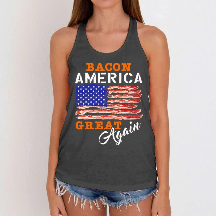 Bacon America Great Again Funny Barbecue Bbq 2024 Women's Knotted Racerback Tank