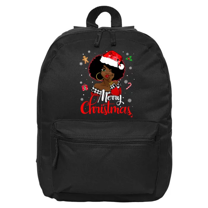 Black African Girl American Melanin Christmas Santa Hat Xmas 16 in Basic Backpack