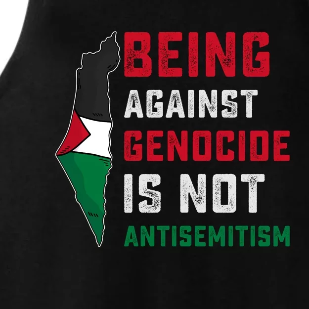 Being Against Genocide Is Not Antisemitism Support Palestine Ladies Tri-Blend Wicking Tank