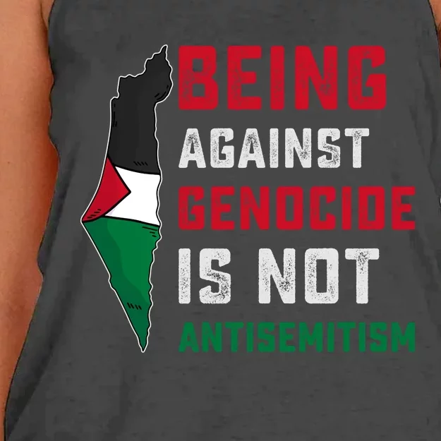 Being Against Genocide Is Not Antisemitism Support Palestine Women's Knotted Racerback Tank