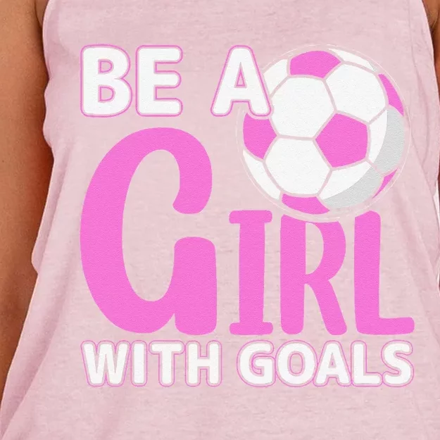 Be A Girl With Goals I Soccer Women's Knotted Racerback Tank