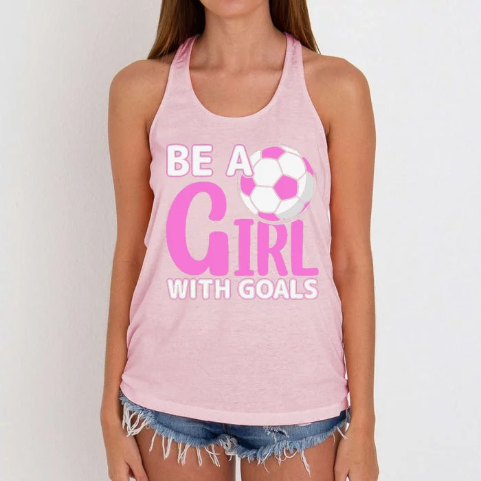 Be A Girl With Goals I Soccer Women's Knotted Racerback Tank