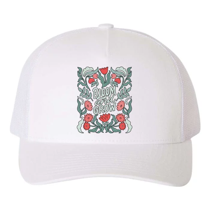 Bloom And Grow Retro Flower Floral Yupoong Adult 5-Panel Trucker Hat