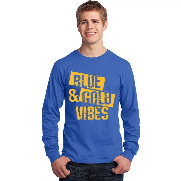 Blue And Gold Game Day Group For High School Football Long Sleeve Shirt