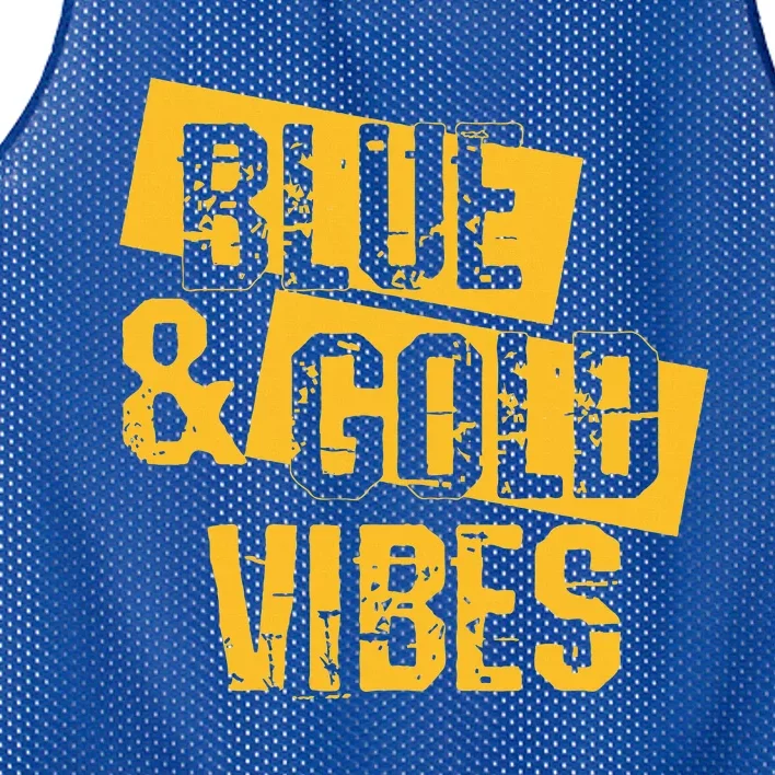 Blue And Gold Game Day Group For High School Football Mesh Reversible Basketball Jersey Tank