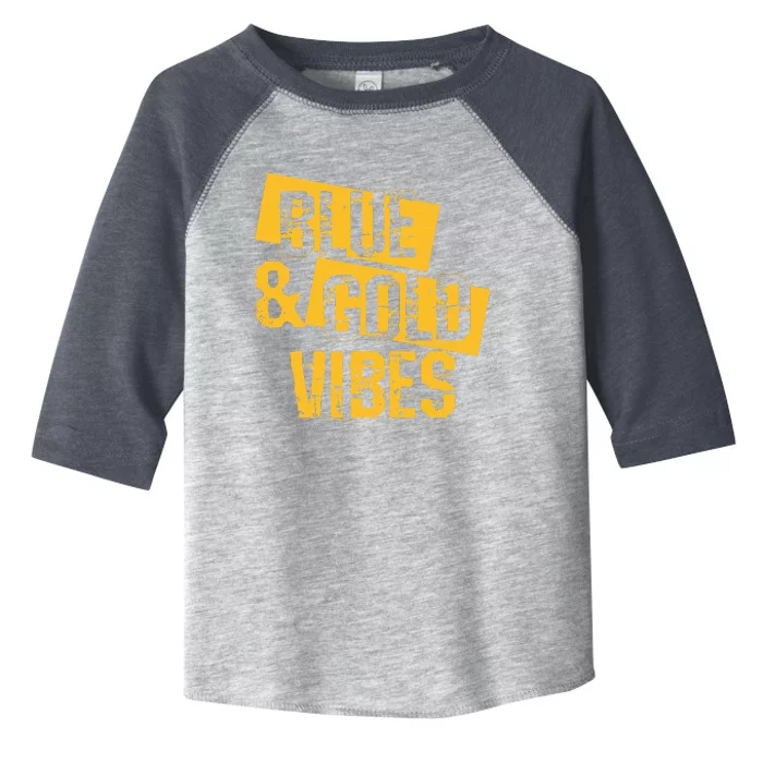 Blue And Gold Game Day Group For High School Football Toddler Fine Jersey T-Shirt