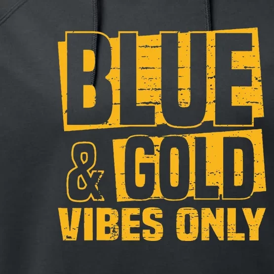 Blue And Gold Vibes Only School Tournat Team Cheerleaders Performance Fleece Hoodie