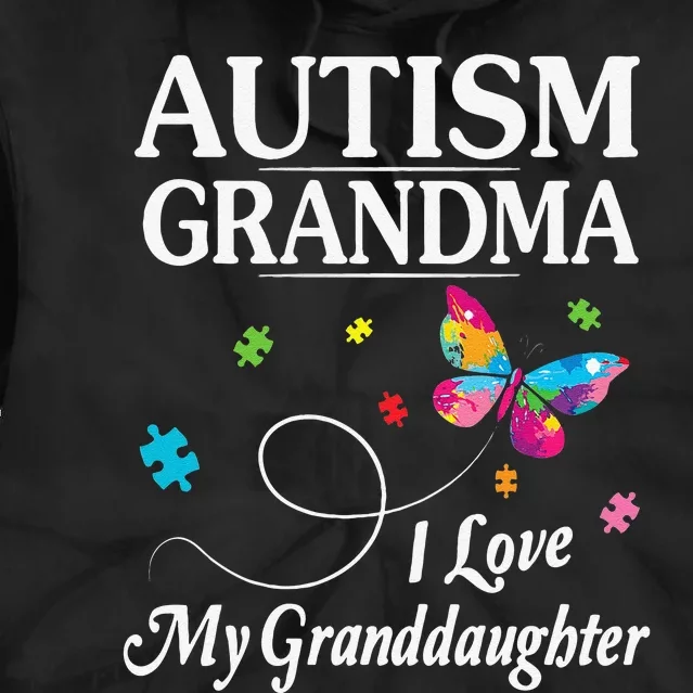 Butterfly Autism Grandma I Love My Granddaughter Autistic Tie Dye Hoodie