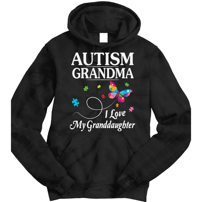 Butterfly Autism Grandma I Love My Granddaughter Autistic Tie Dye Hoodie