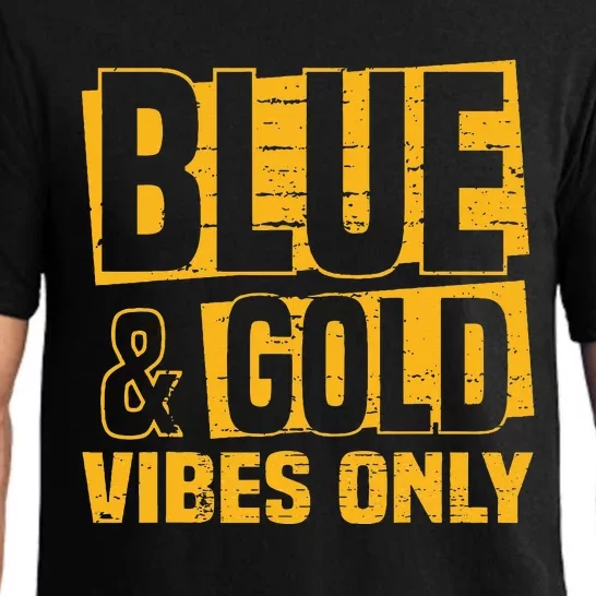 Blue And Gold Vibes Only School Tournament Team Cheerleaders Pajama Set