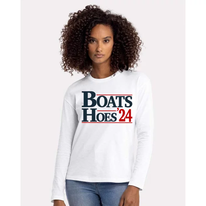 Boats And Hoes 2024 Election Funny Womens Cotton Relaxed Long Sleeve T-Shirt