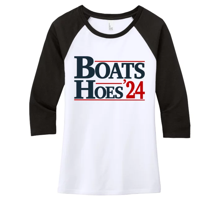 Boats And Hoes 2024 Election Funny Women's Tri-Blend 3/4-Sleeve Raglan Shirt