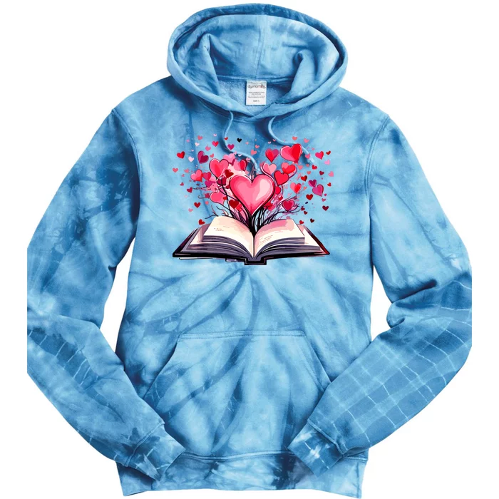 Books And Hearts Teacher Bookworm Bookish Valentines Day Tie Dye Hoodie