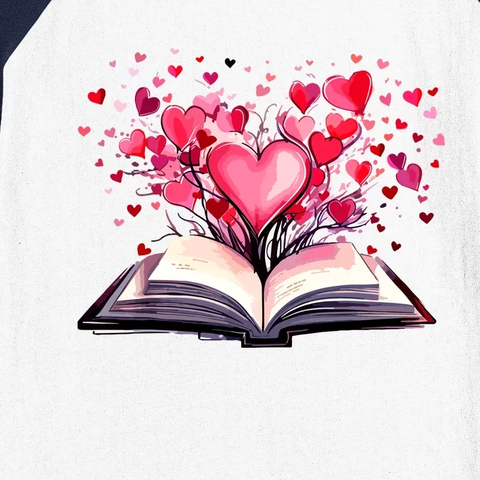 Books And Hearts Teacher Bookworm Bookish Valentines Day Baseball Sleeve Shirt