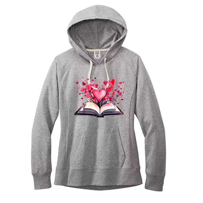 Books And Hearts Teacher Bookworm Bookish Valentines Day Women's Fleece Hoodie