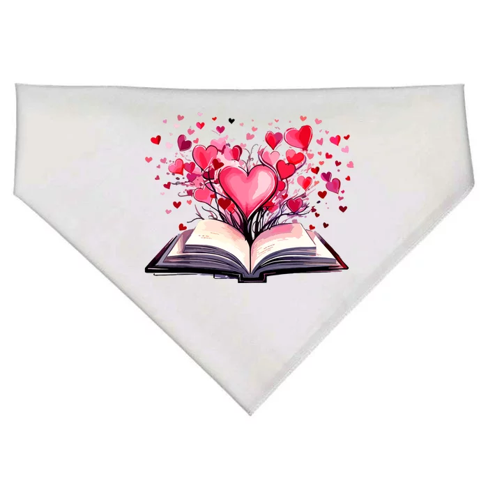 Books And Hearts Teacher Bookworm Bookish Valentines Day USA-Made Doggie Bandana