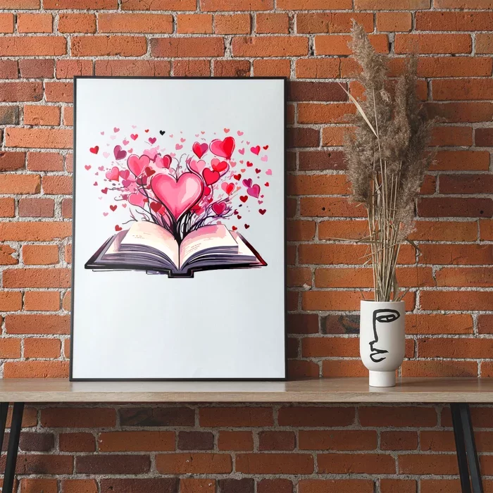 Books And Hearts Teacher Bookworm Bookish Valentines Day Poster