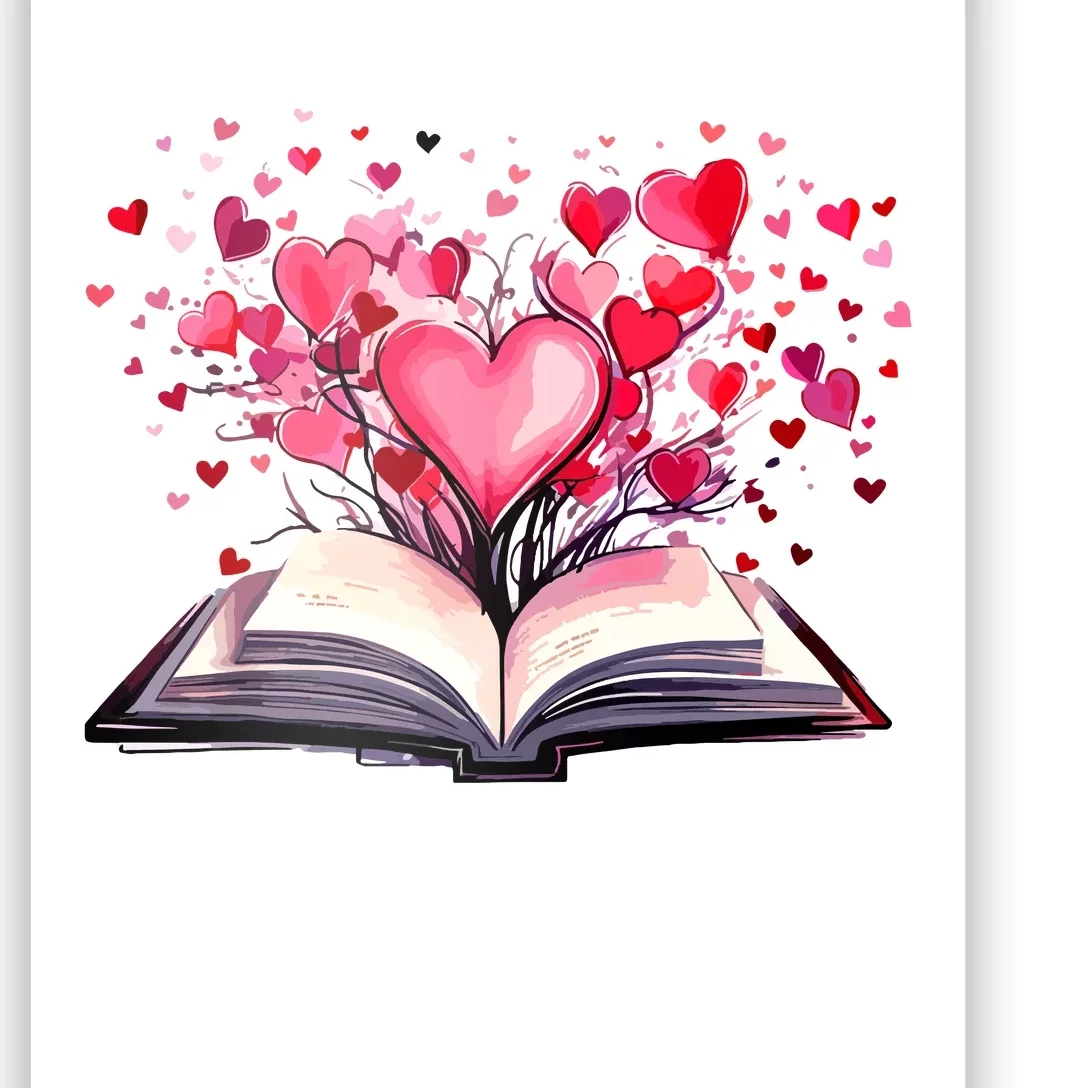 Books And Hearts Teacher Bookworm Bookish Valentines Day Poster