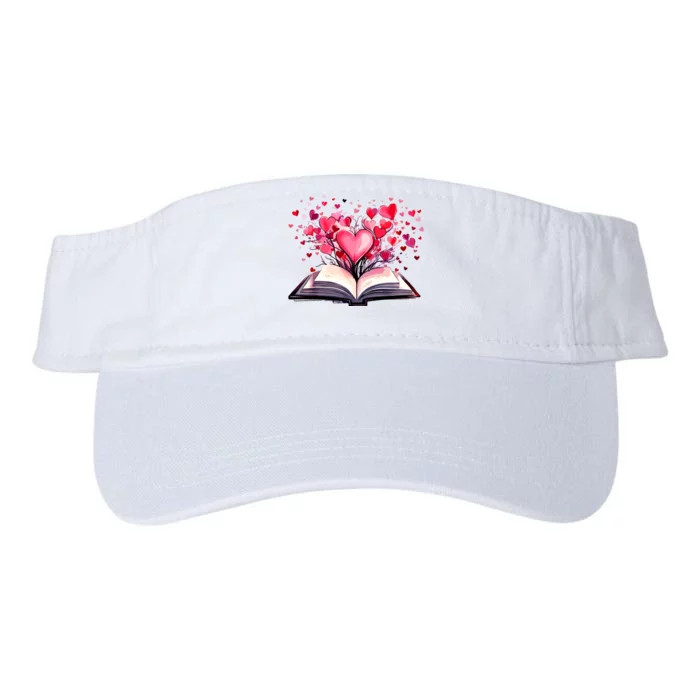 Books And Hearts Teacher Bookworm Bookish Valentines Day Valucap Bio-Washed Visor