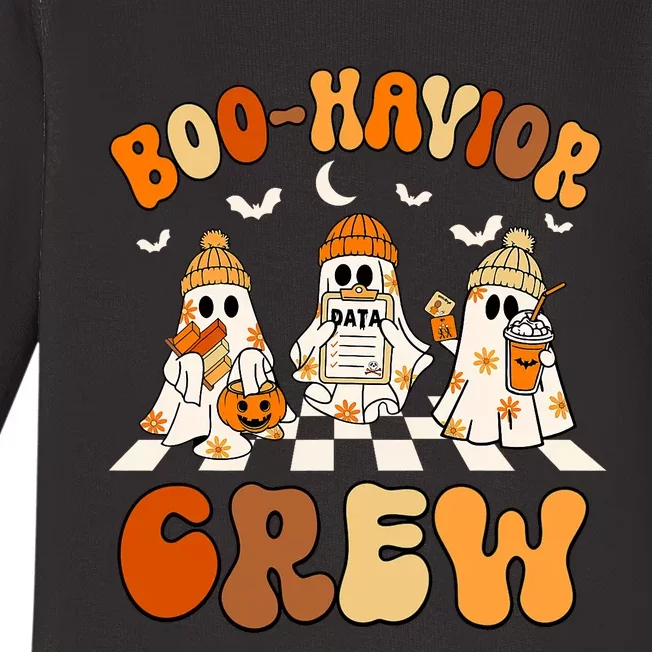 Behavior Analyst Halloween Aba Cute Ghost Boo Havior Crew Baby Long Sleeve Bodysuit