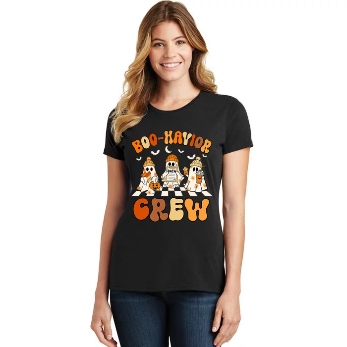 Behavior Analyst Halloween Aba Cute Ghost Boo Havior Crew Women's T-Shirt