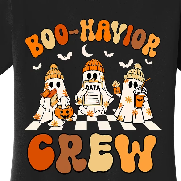 Behavior Analyst Halloween Aba Cute Ghost Boo Havior Crew Women's T-Shirt