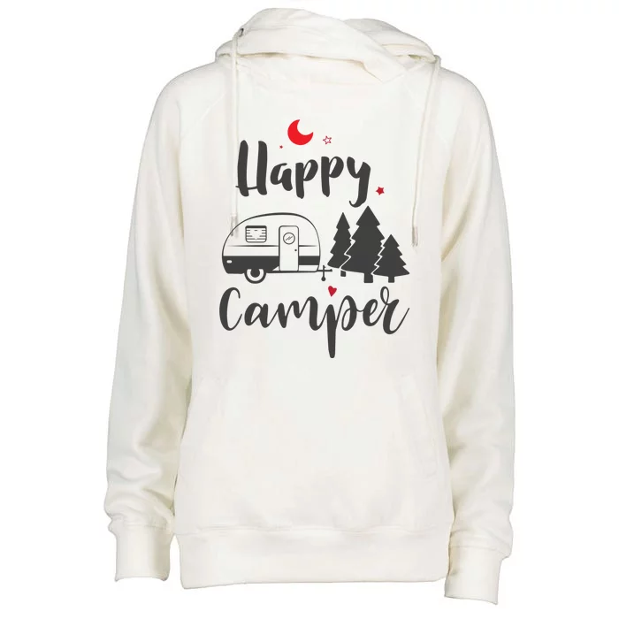 Be A Happy Camper Gift Womens Funnel Neck Pullover Hood