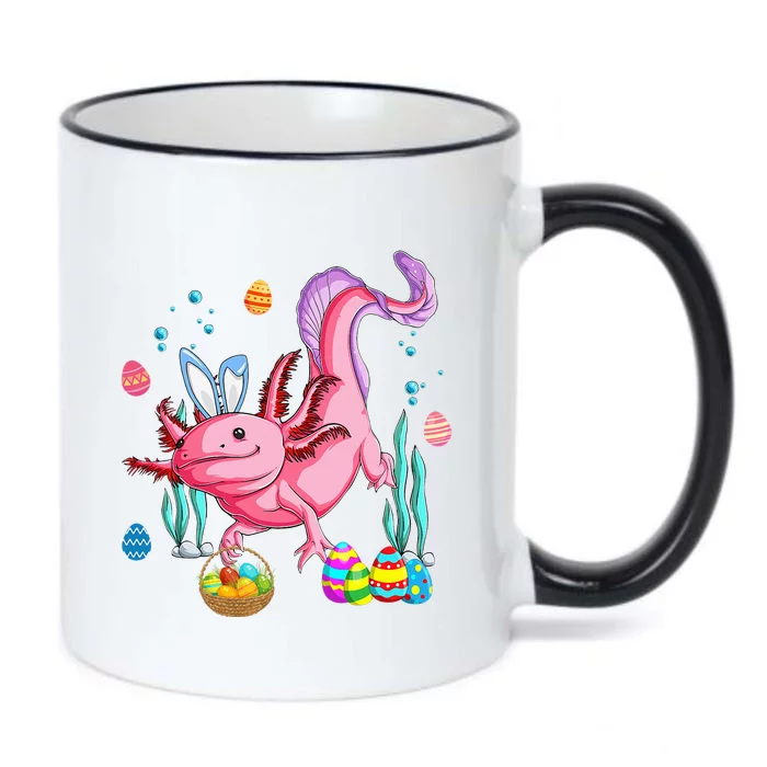 Bunny Axolotl Hunting Easter Eggs Basket Costume Black Color Changing Mug