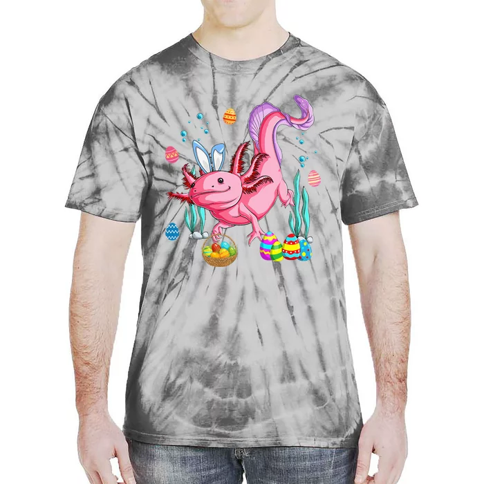 Bunny Axolotl Hunting Easter Eggs Basket Costume Tie-Dye T-Shirt