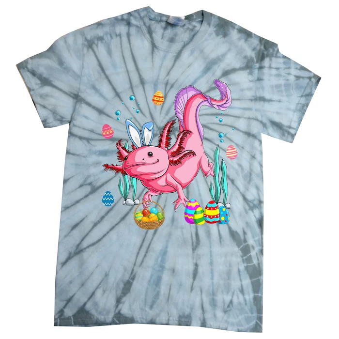 Bunny Axolotl Hunting Easter Eggs Basket Costume Tie-Dye T-Shirt