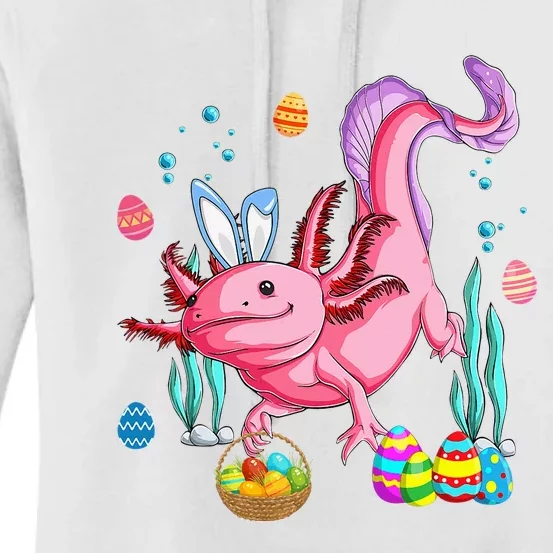 Bunny Axolotl Hunting Easter Eggs Basket Costume Women's Pullover Hoodie