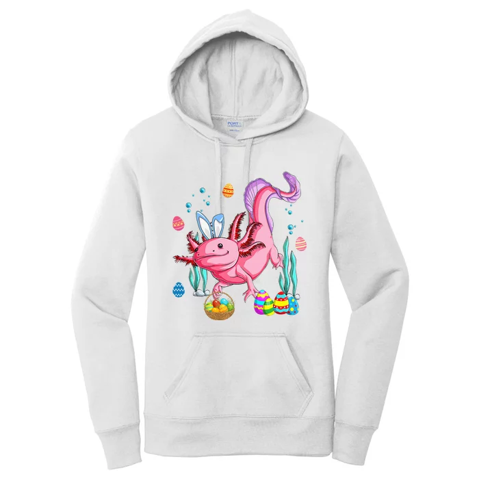 Bunny Axolotl Hunting Easter Eggs Basket Costume Women's Pullover Hoodie