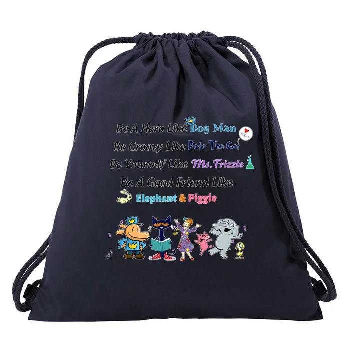 Be A Hero Like Be Yourself Teacher Back To School Drawstring Bag