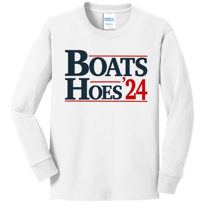 Boats and Hoes 2024 Election Funny Kids Long Sleeve Shirt