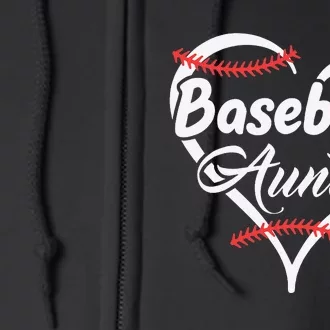 Baseball Aunt Heart Proud Baseball Auntie Full Zip Hoodie